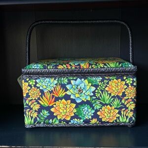 Floral Sewing Basket with Handle